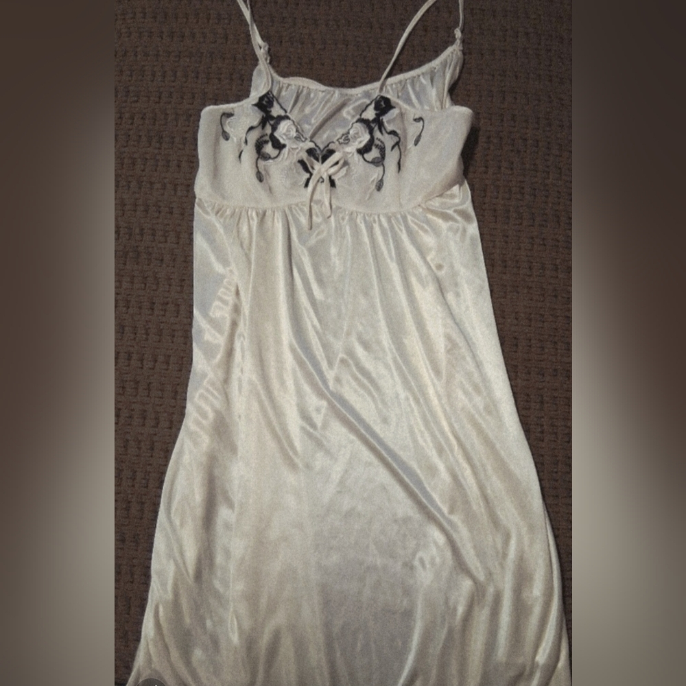 White Faux Satin Nightgown Size M